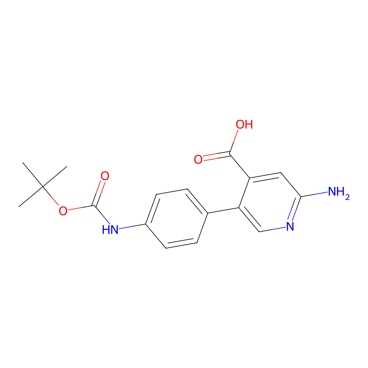 2-Amino-5-(4-BOC-aminophenyl)isonicotinic acid molecular structure, CAS 1261977-59-6