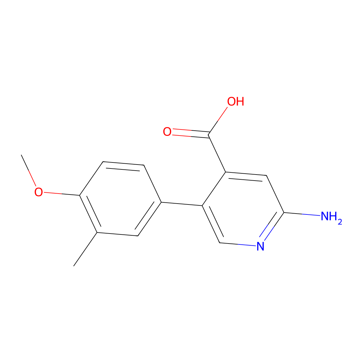 2-Amino-5-(4-methoxy-3-methylphenyl)pyridine-4-carboxylic acid molecular structure, CAS 1261977-77-8