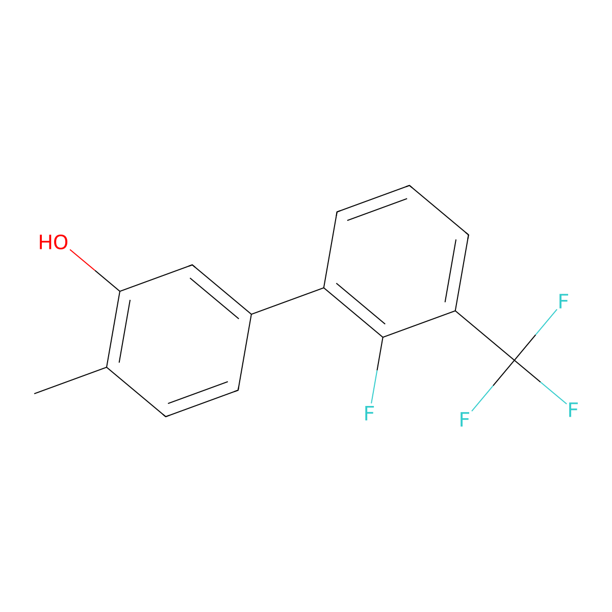 5-(2-Fluoro-3-trifluoromethylphenyl)-2-methylphenol molecular structure, CAS 1261977-79-0