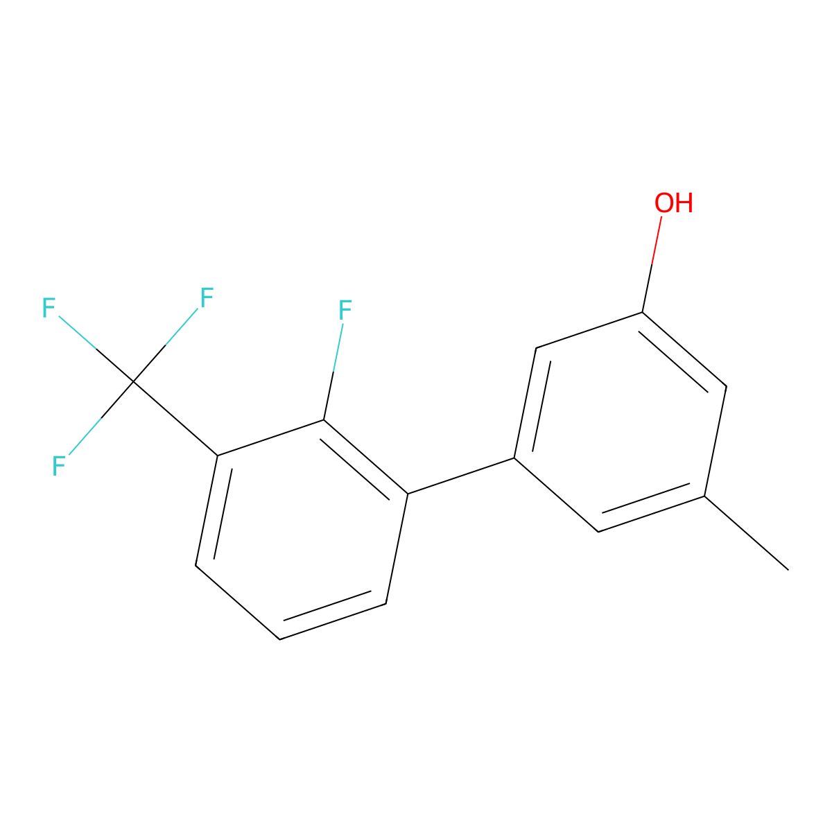5-(2-Fluoro-3-trifluoromethylphenyl)-3-methylphenol molecular structure, CAS 1261977-84-7