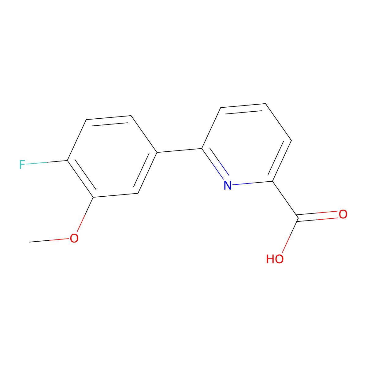 6-(4-Fluoro-3-methoxyphenyl)picolinic acid molecular structure, CAS 1261977-99-4