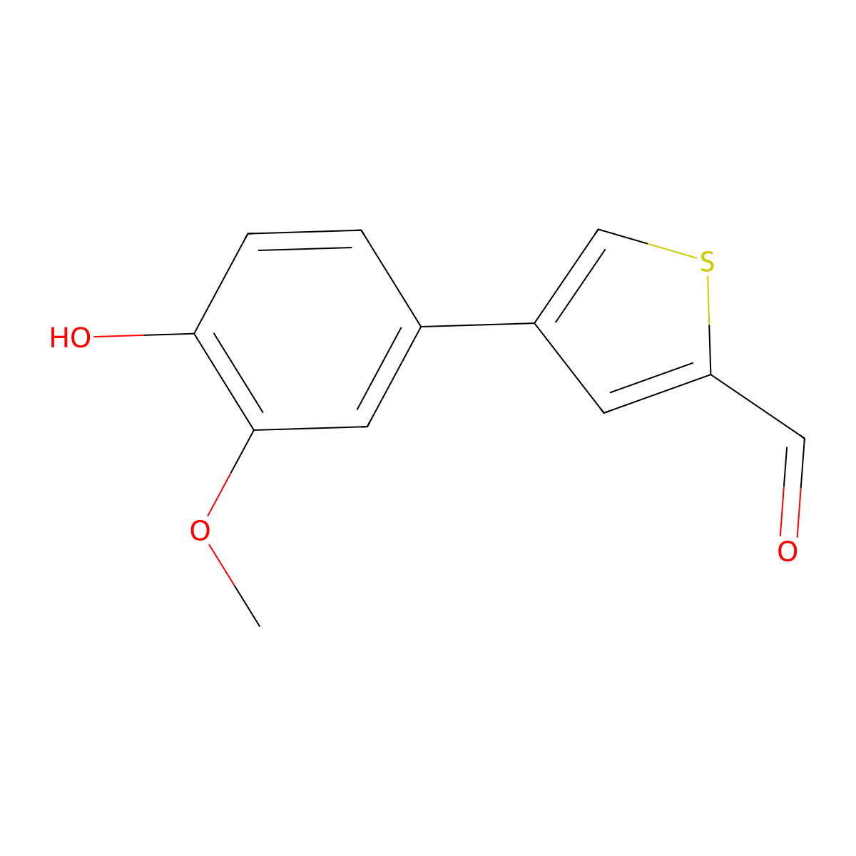 4-(4-Hydroxy-3-methoxyphenyl)thiophene-2-carbaldehyde molecular structure, CAS 1261978-09-9