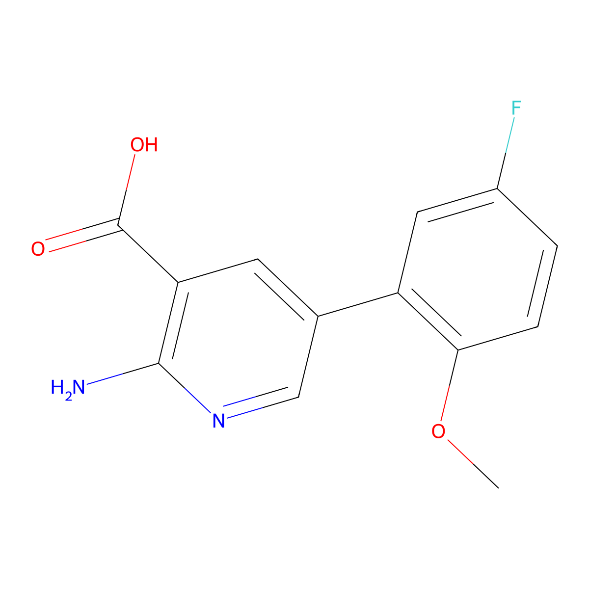2-Amino-5-(5-fluoro-2-methoxyphenyl)pyridine-3-carboxylic acid molecular structure, CAS 1261978-10-2