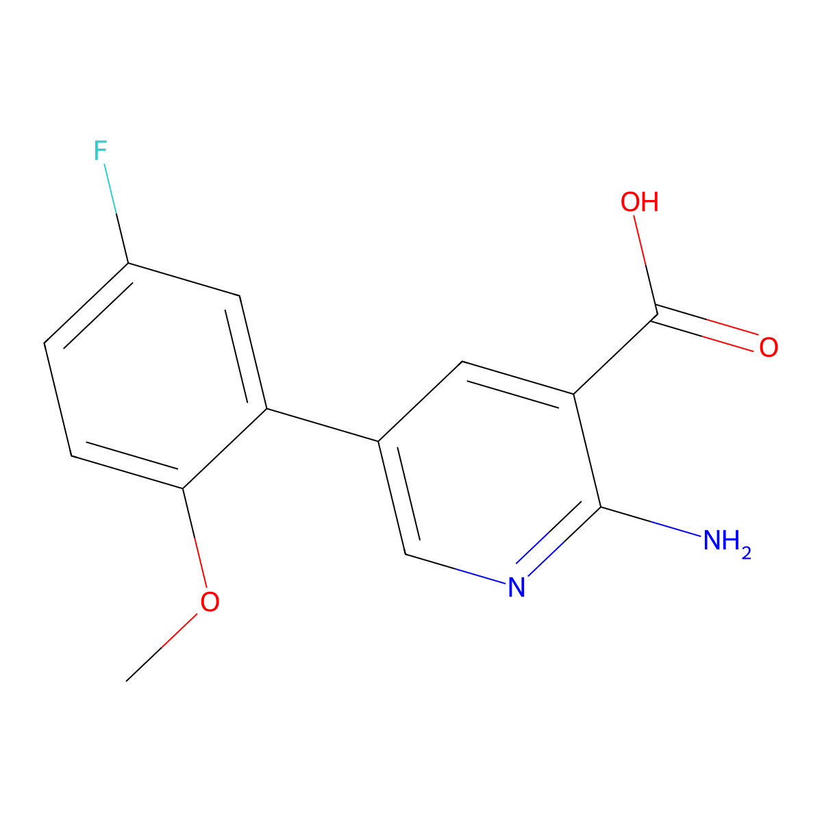 2-Amino-5-(5-fluoro-2-methoxyphenyl)pyridine-3-carboxylic acid molecular structure, CAS 1261978-10-2