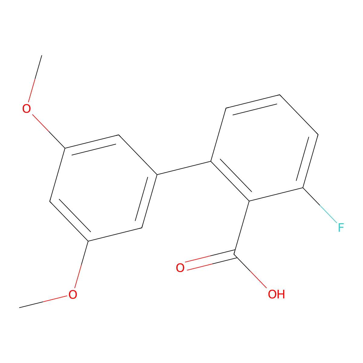 2-(3,5-Dimethoxyphenyl)-6-fluorobenzoic acid molecular structure, CAS 1261978-14-6
