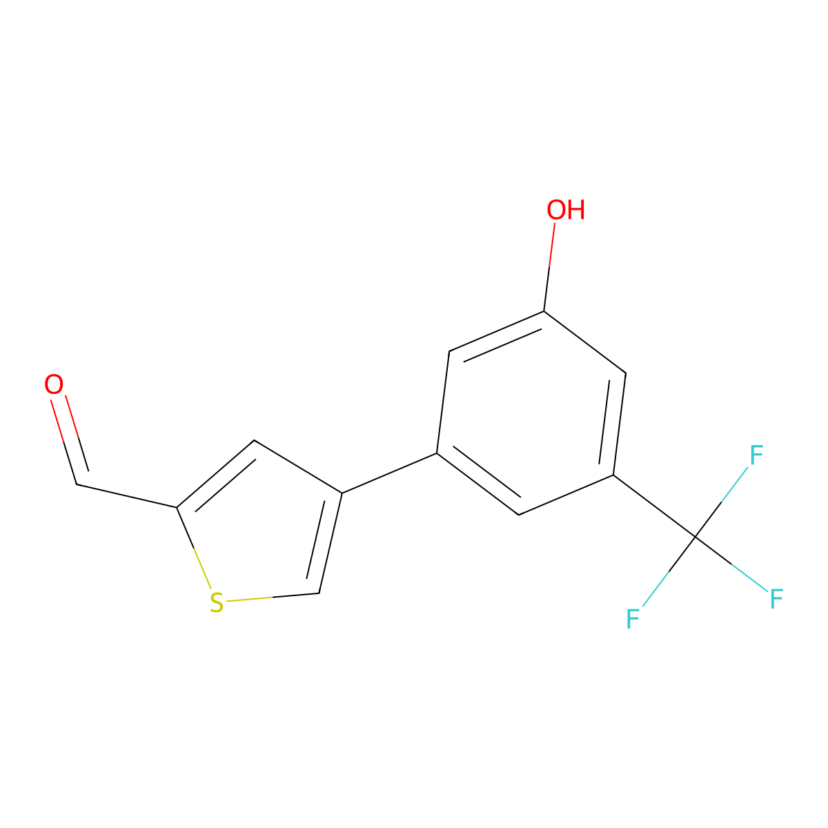 4-[3-Hydroxy-5-(trifluoromethyl)phenyl]thiophene-2-carbaldehyde molecular structure, CAS 1261978-22-6