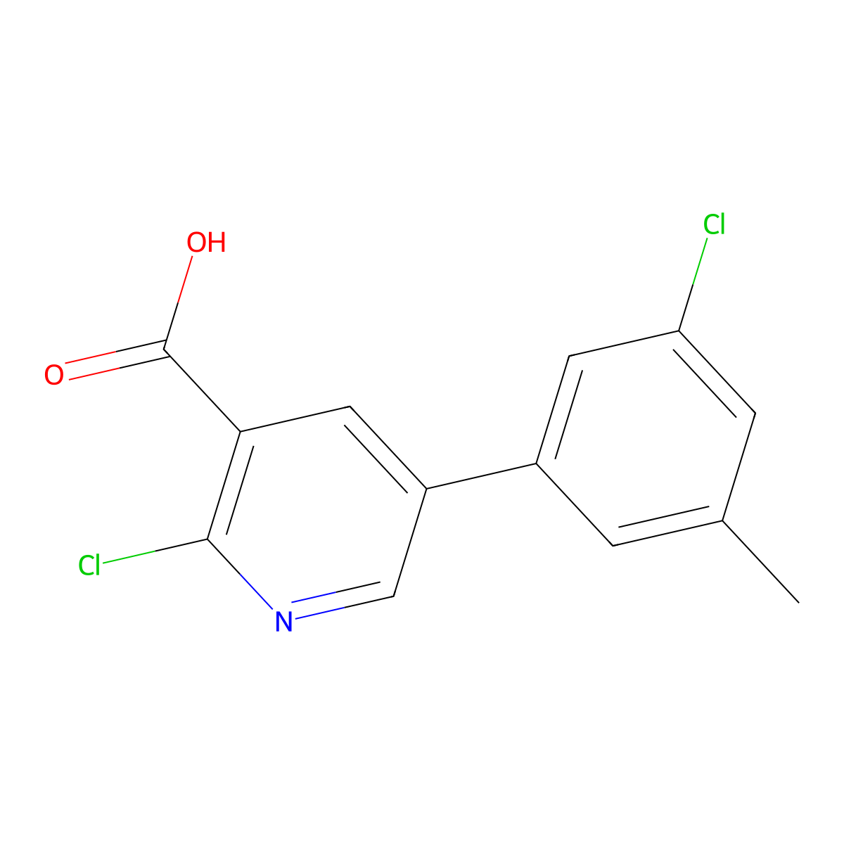 2-Chloro-5-(3-chloro-5-methylphenyl)nicotinic acid molecular structure, CAS 1261978-26-0
