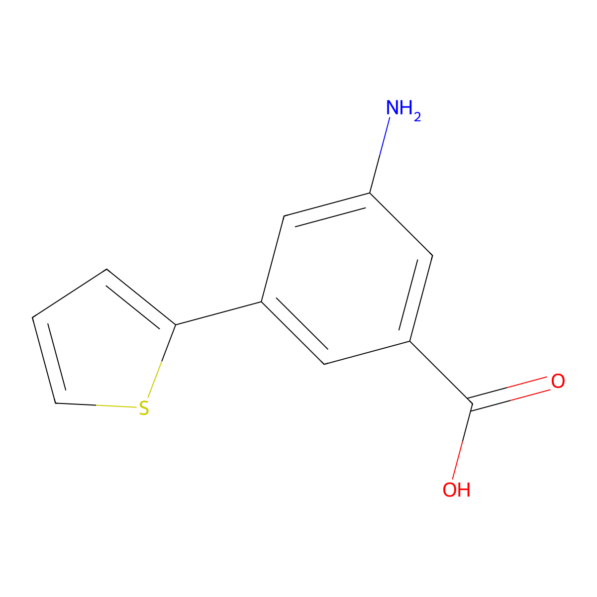 3-Amino-5-(thiophen-2-YL)benzoic acid molecular structure, CAS 1261978-31-7
