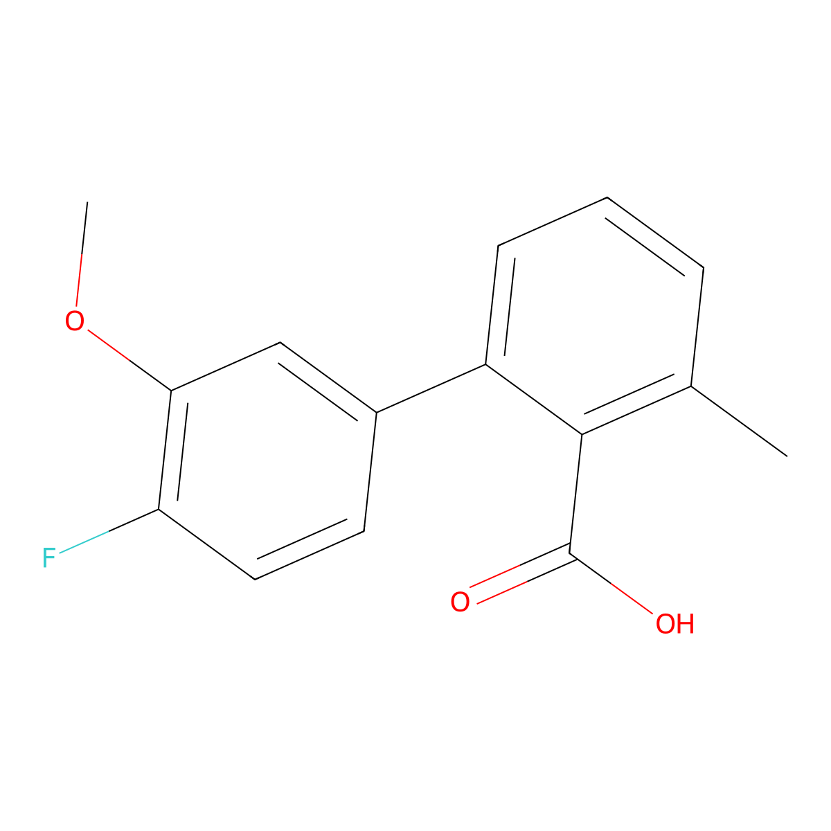 2-(4-Fluoro-3-methoxyphenyl)-6-methylbenzoic acid molecular structure, CAS 1261978-36-2