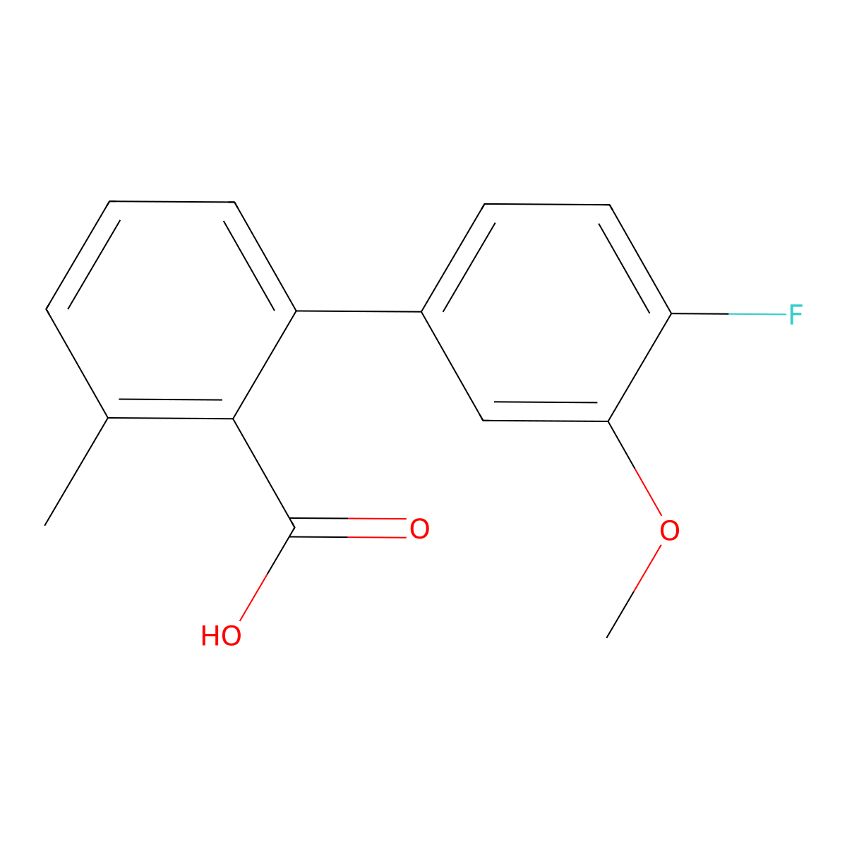 2-(4-Fluoro-3-methoxyphenyl)-6-methylbenzoic acid molecular structure, CAS 1261978-36-2