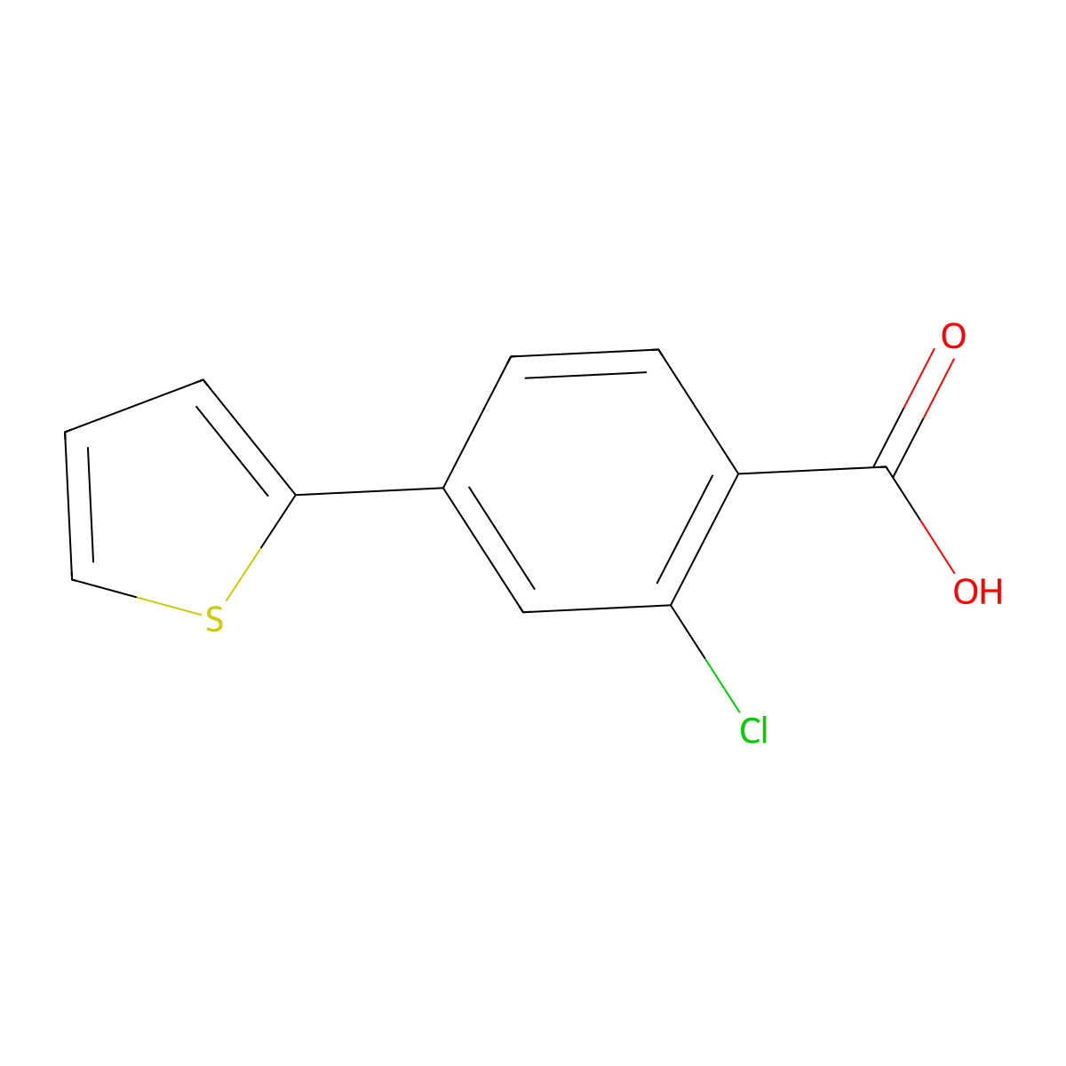 2-Chloro-4-(thiophen-2-YL)benzoic acid molecular structure, CAS 1261978-43-1