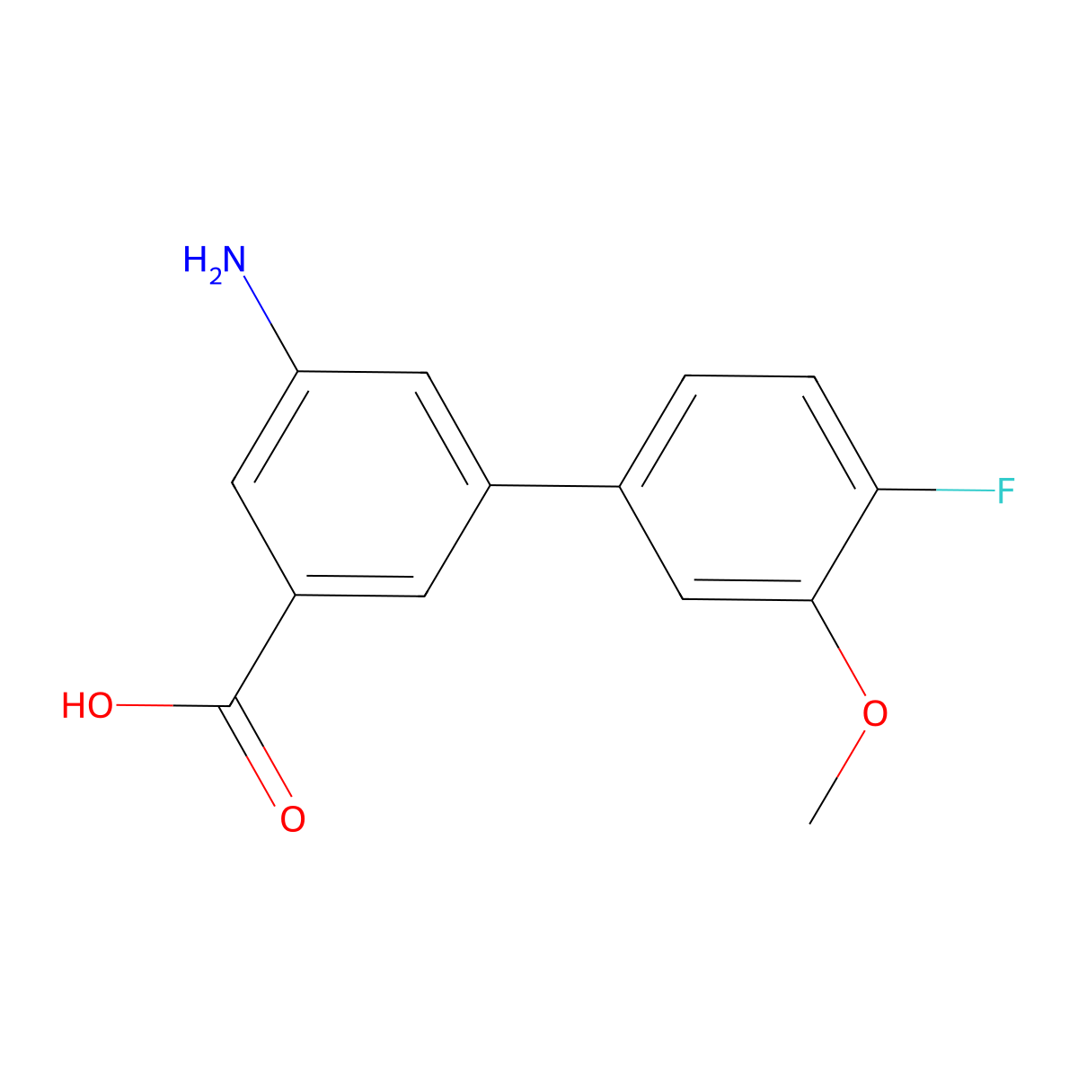 3-Amino-5-(4-fluoro-3-methoxyphenyl)benzoic acid molecular structure, CAS 1261978-44-2