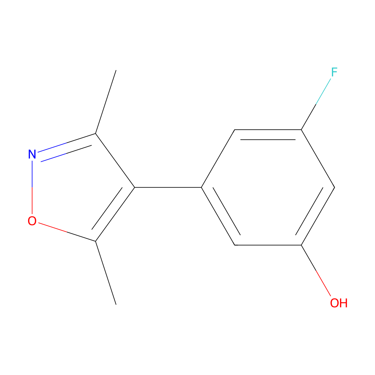 3-(3,5-Dimethyl-1,2-oxazol-4-yl)-5-fluorophenol molecular structure, CAS 1261978-49-7