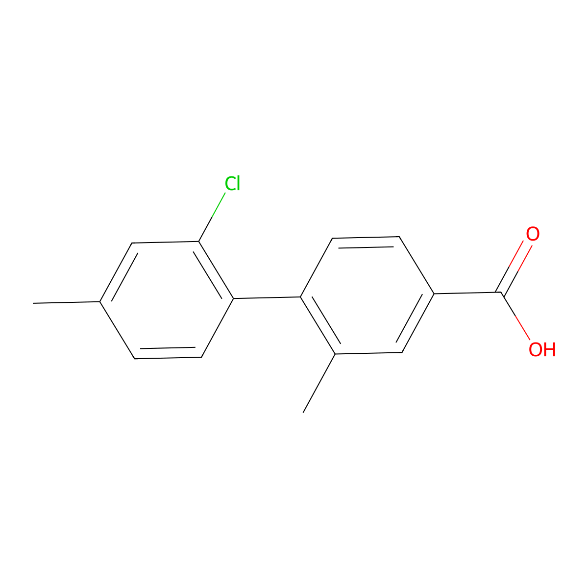 4-(2-Chloro-4-methylphenyl)-3-methylbenzoic acid molecular structure, CAS 1261978-68-0
