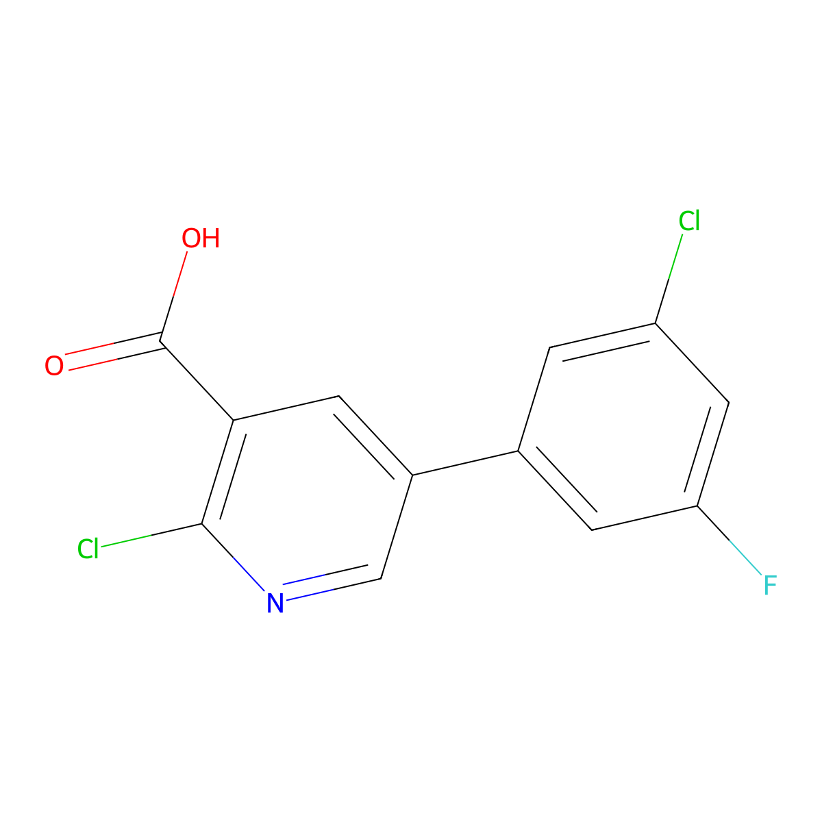2-Chloro-5-(3-chloro-5-fluorophenyl)pyridine-3-carboxylic acid molecular structure, CAS 1261979-01-4