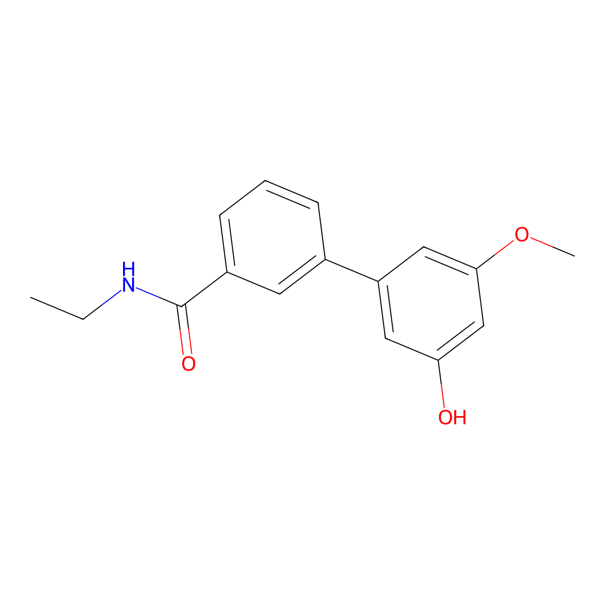 N-Ethyl-3'-hydroxy-5'-methoxy[1,1'-biphenyl]-3-carboxamide molecular structure, CAS 1261979-21-8