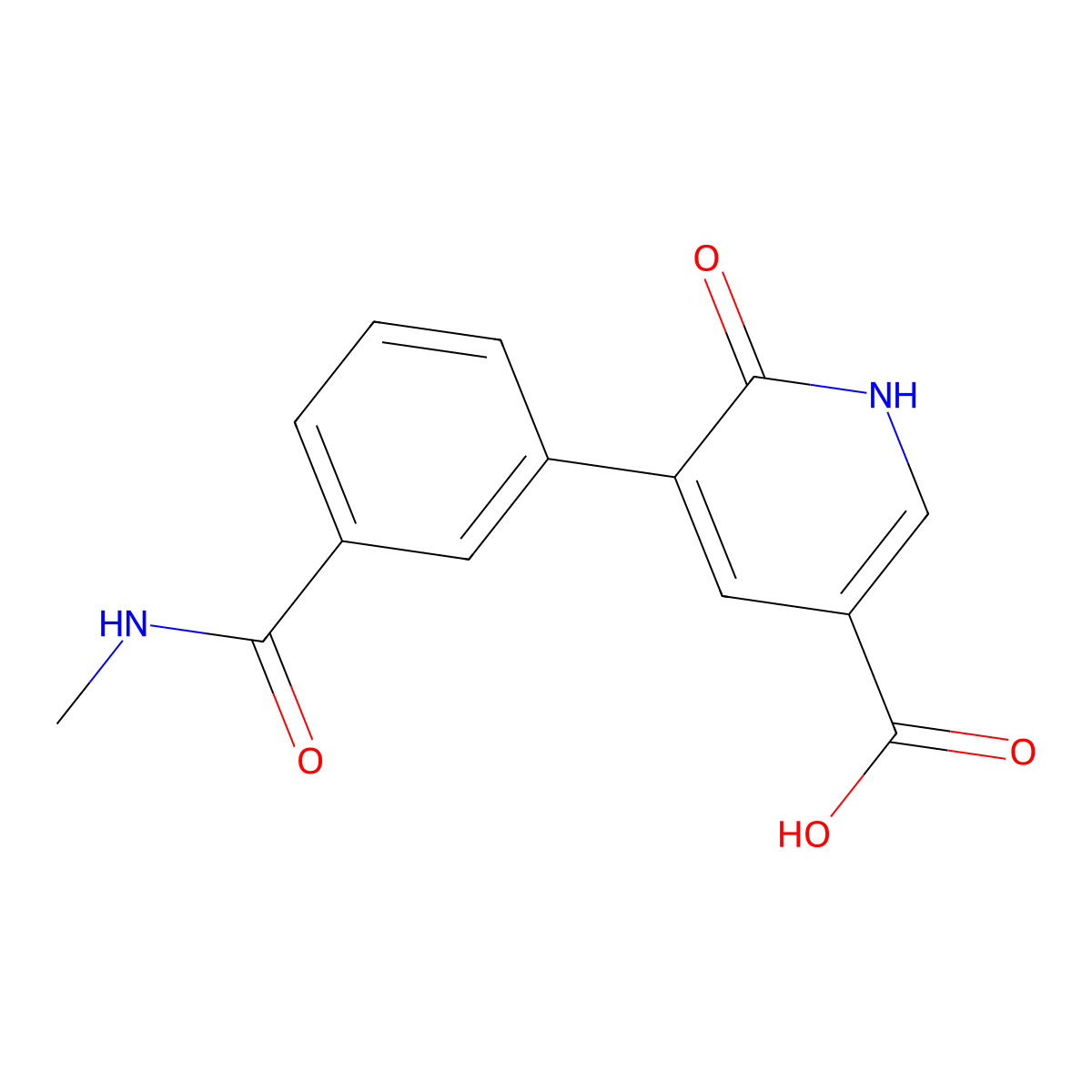 6-Hydroxy-5-[3-(N-methylaminocarbonyl)phenyl]nicotinic acid molecular structure, CAS 1261979-37-6