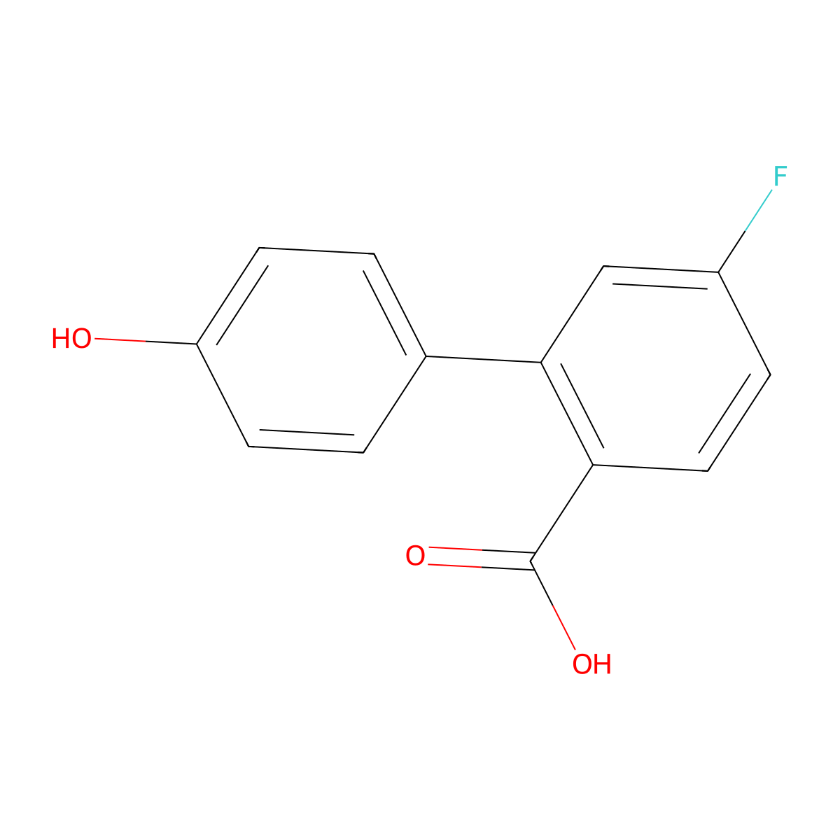 4-Fluoro-2-(4-hydroxyphenyl)benzoic acid molecular structure, CAS 1261979-40-1