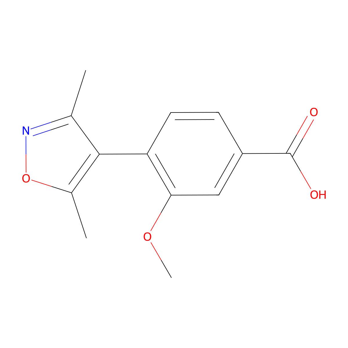 4-(3,5-Dimethyl-1,2-oxazol-4-yl)-3-methoxybenzoic acid molecular structure, CAS 1261979-52-5