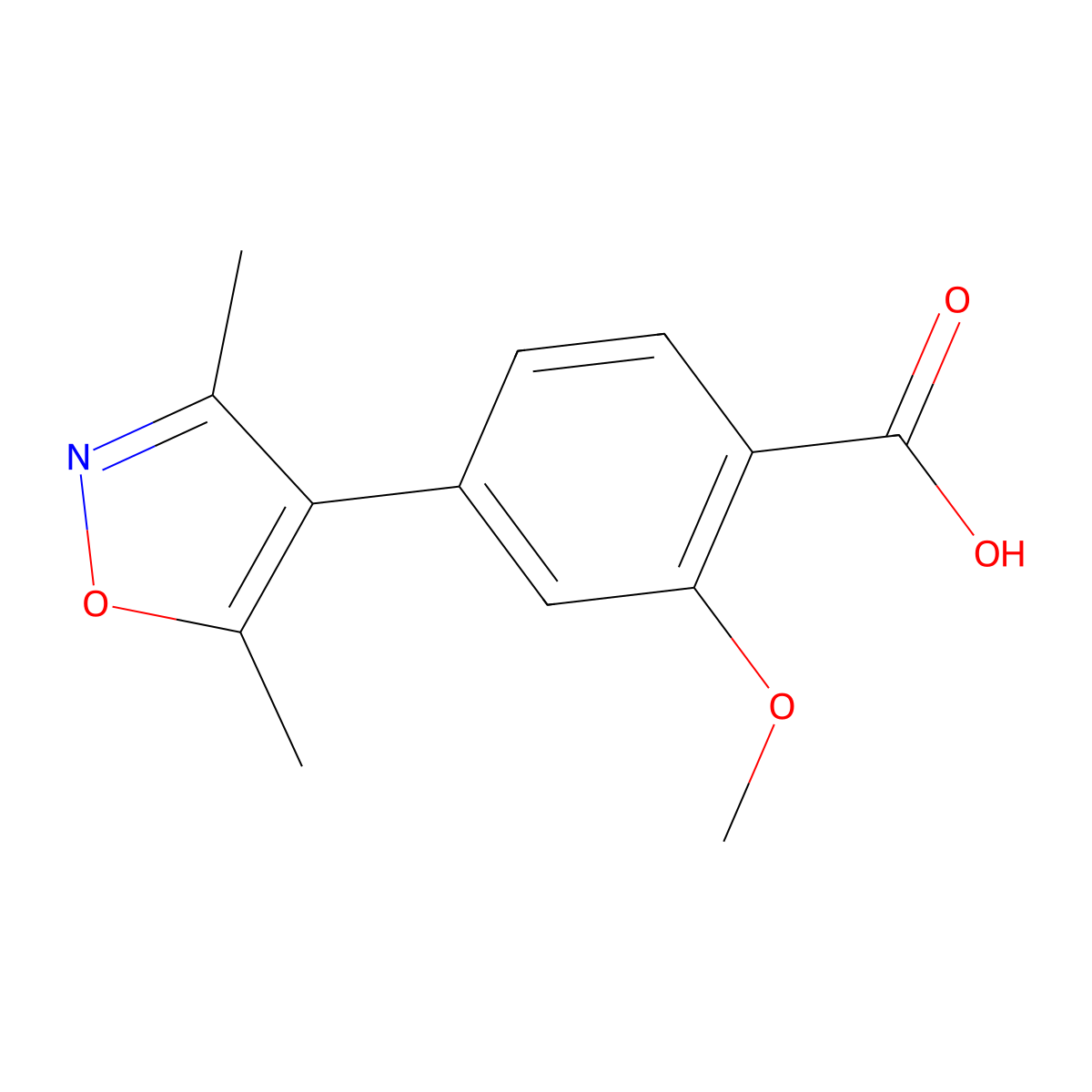 4-(3,5-Dimethyl-1,2-oxazol-4-yl)-2-methoxybenzoic acid molecular structure, CAS 1261979-57-0