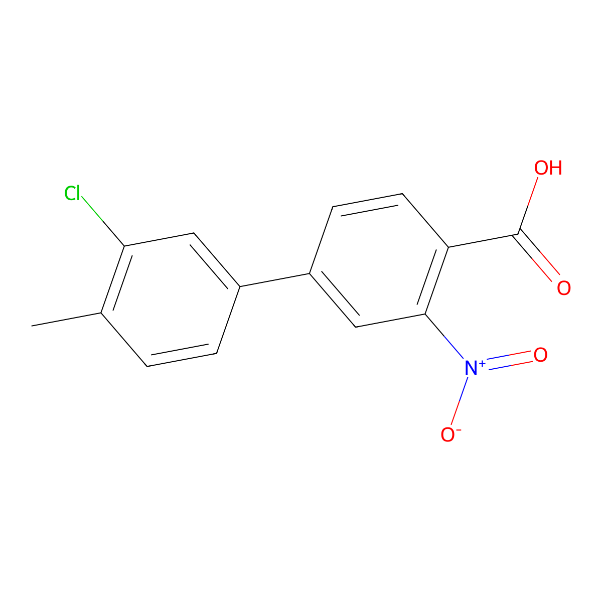 4-(3-Chloro-4-methylphenyl)-2-nitrobenzoic acid molecular structure, CAS 1261979-62-7