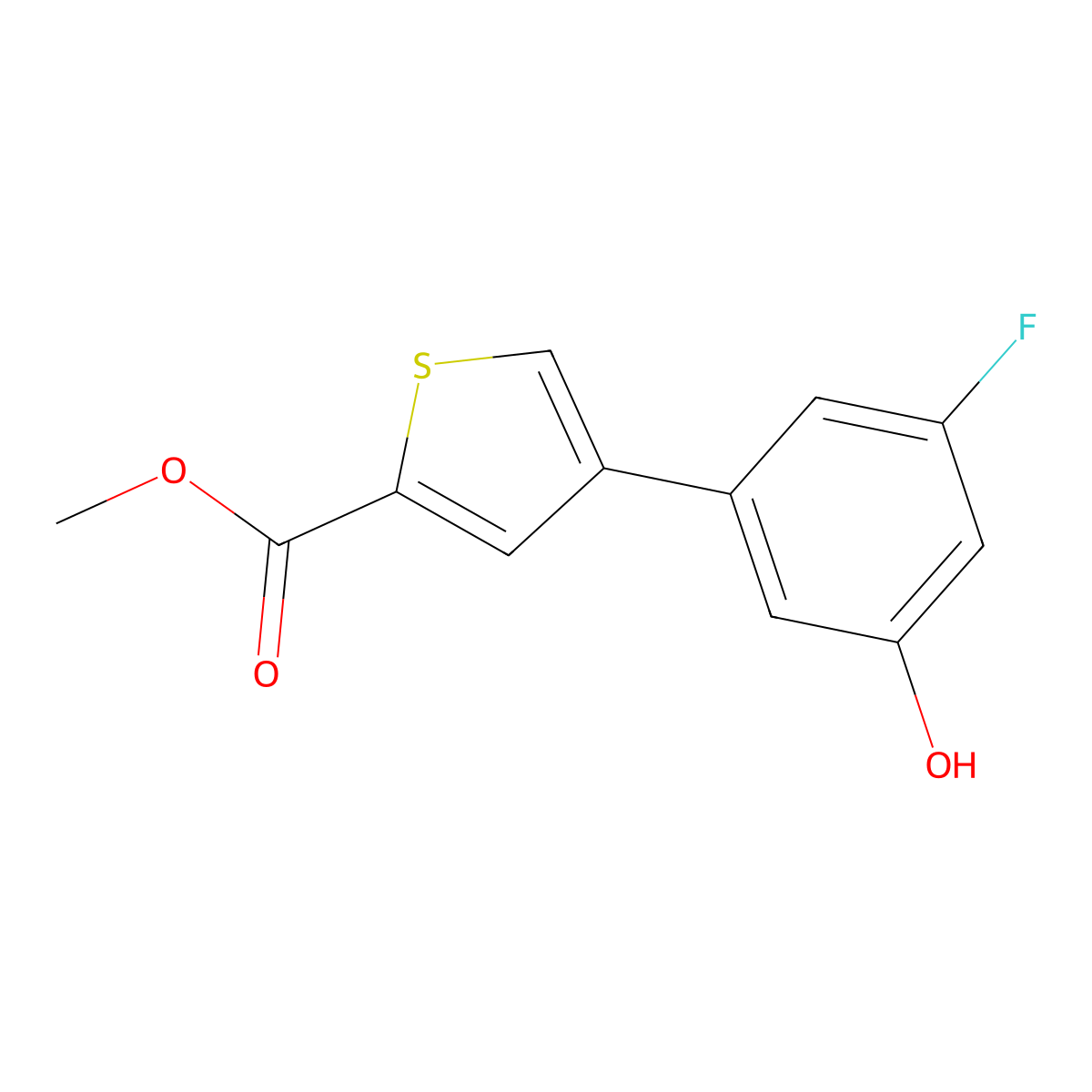 Methyl 4-(3-fluoro-5-hydroxyphenyl)thiophene-2-carboxylate molecular structure, CAS 1261980-02-2