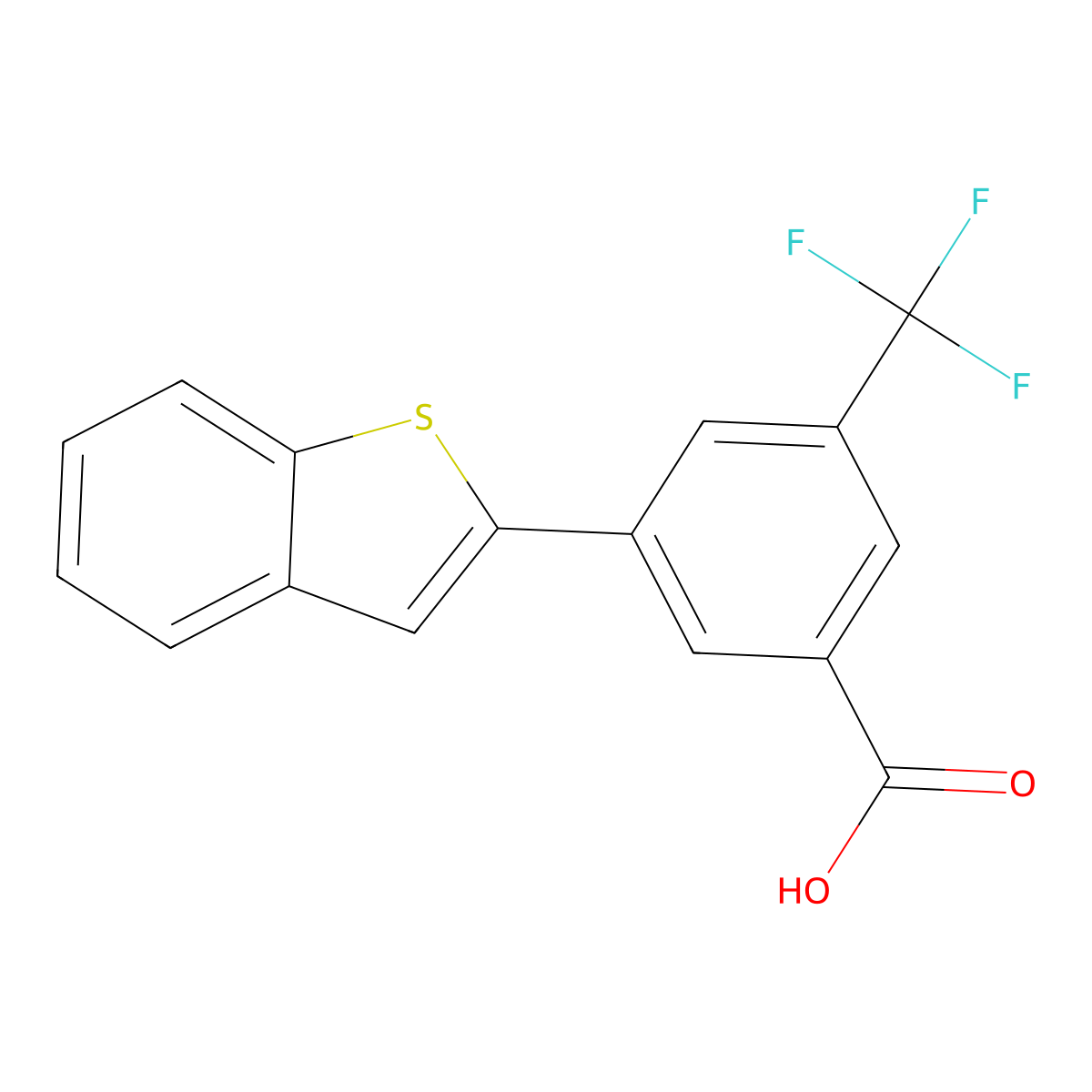 3-[Benzo(B)thiophen-2-YL]-5-trifluoromethylbenzoic acid molecular structure, CAS 1261980-15-7
