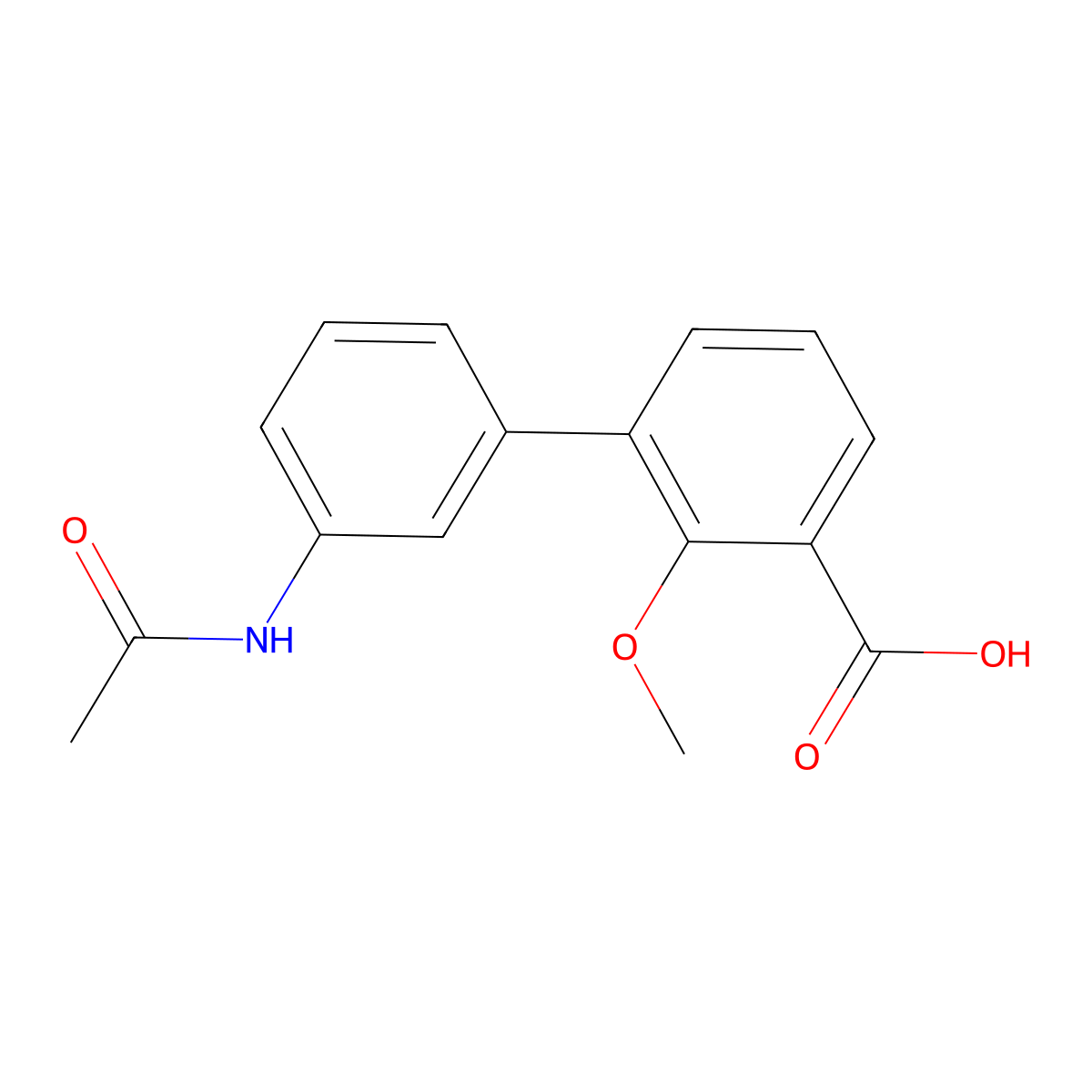 3-(3-Acetylaminophenyl)-2-methoxybenzoic acid molecular structure, CAS 1261980-17-9