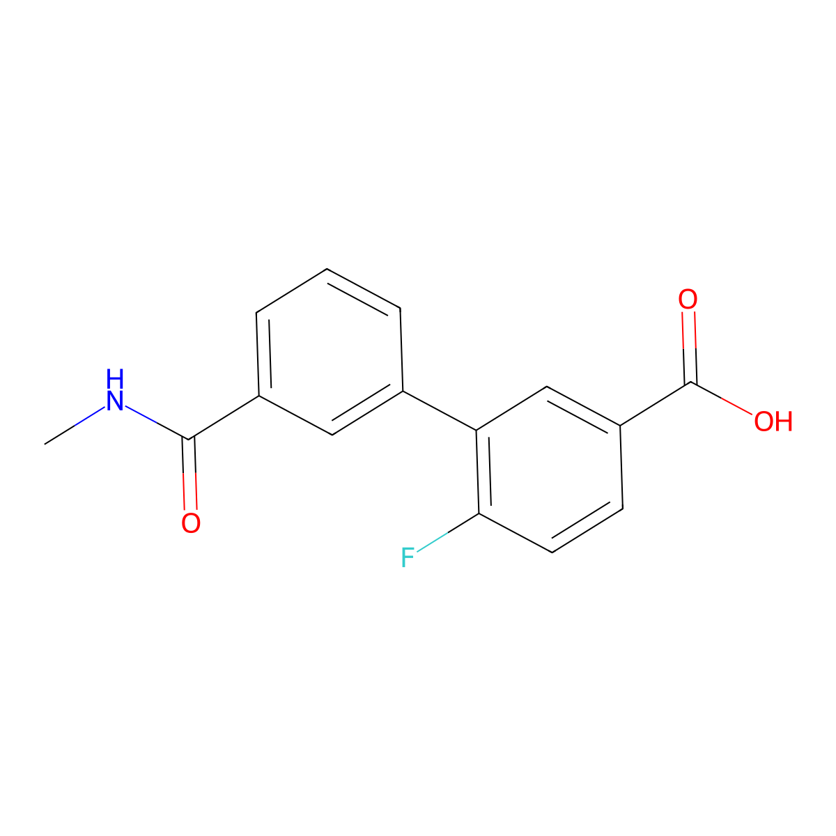 4-Fluoro-3-[3-(N-methylaminocarbonyl)phenyl]benzoic acid molecular structure, CAS 1261980-19-1