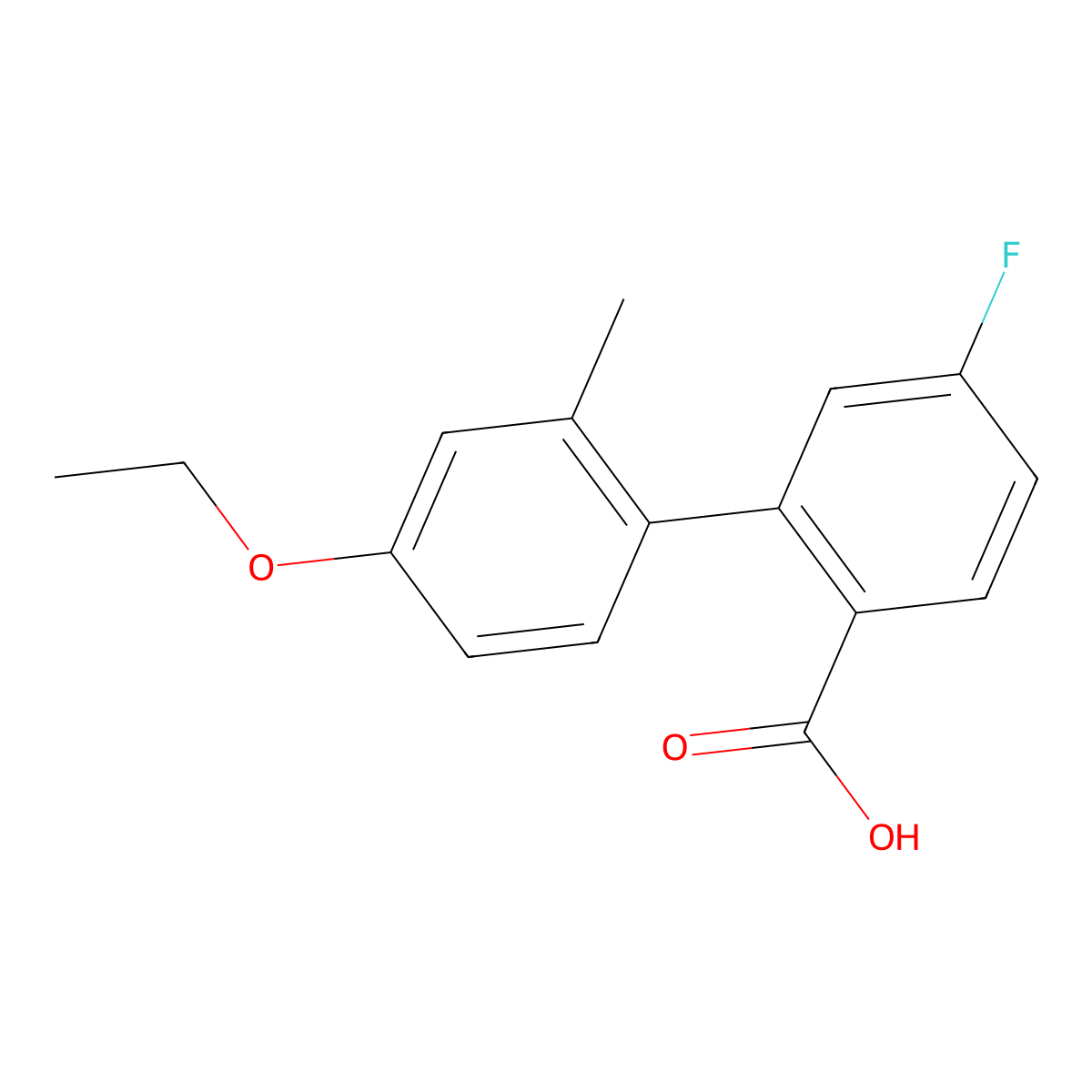 2-(4-Ethoxy-2-methylphenyl)-4-fluorobenzoic acid molecular structure, CAS 1261980-31-7