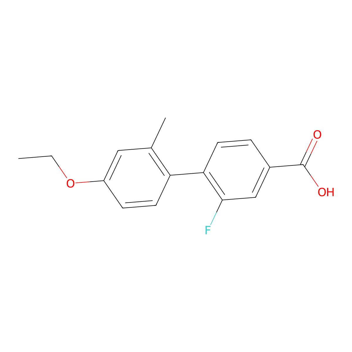 4-(4-Ethoxy-2-methylphenyl)-3-fluorobenzoic acid molecular structure, CAS 1261980-33-9