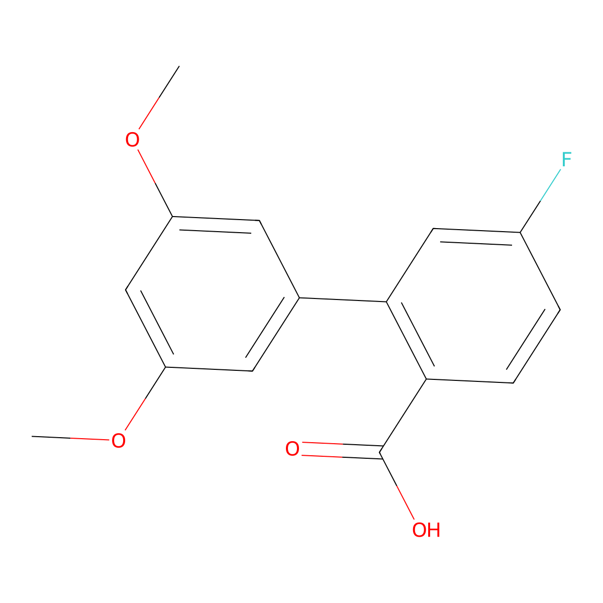 2-(3,5-Dimethoxyphenyl)-4-fluorobenzoic acid molecular structure, CAS 1261980-89-5