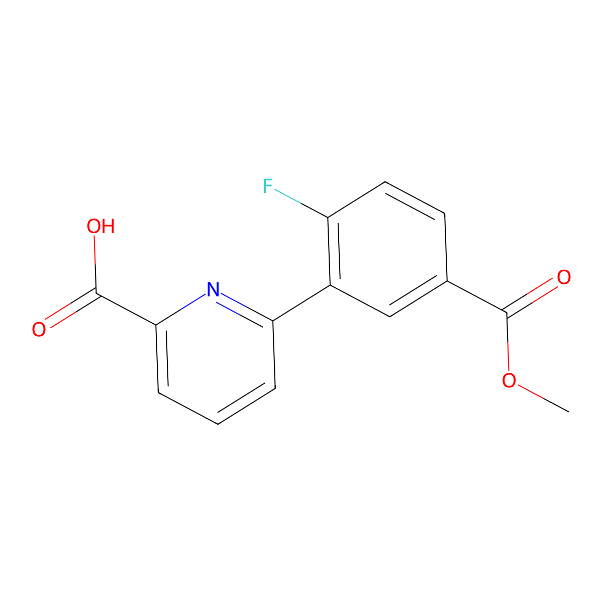 6-(2-Fluoro-5-methoxycarbonylphenyl)picolinic acid molecular structure, CAS 1261981-03-6
