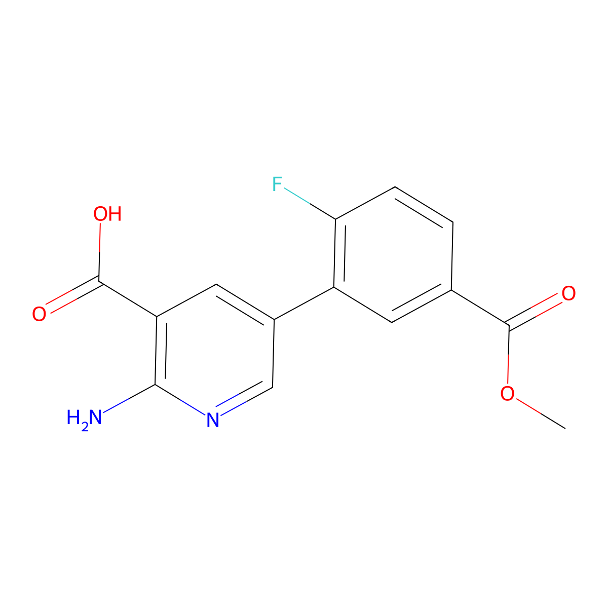 2-Amino-5-(2-fluoro-5-methoxycarbonylphenyl)nicotinic acid molecular structure, CAS 1261981-04-7