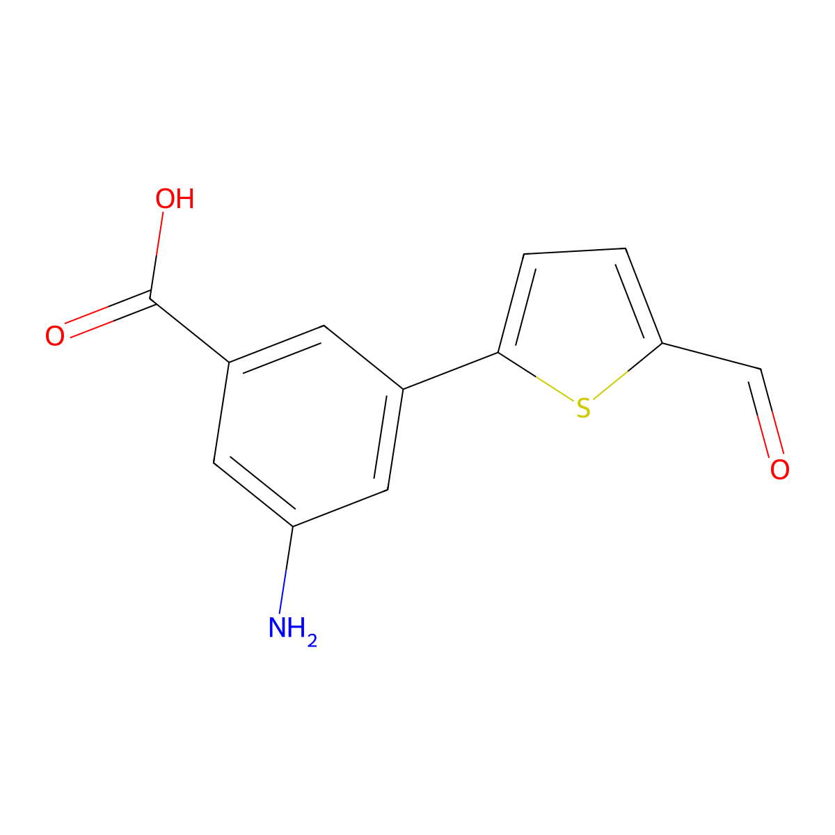 3-Amino-5-(5-formylthiophen-2-yl)benzoic acid molecular structure, CAS 1261981-16-1