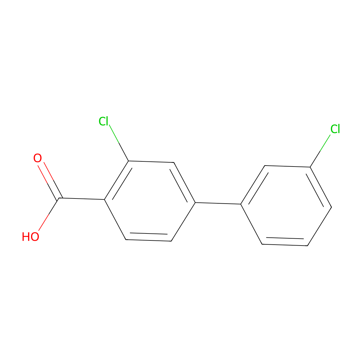 2-Chloro-4-(3-chlorophenyl)benzoic acid molecular structure, CAS 1261981-20-7