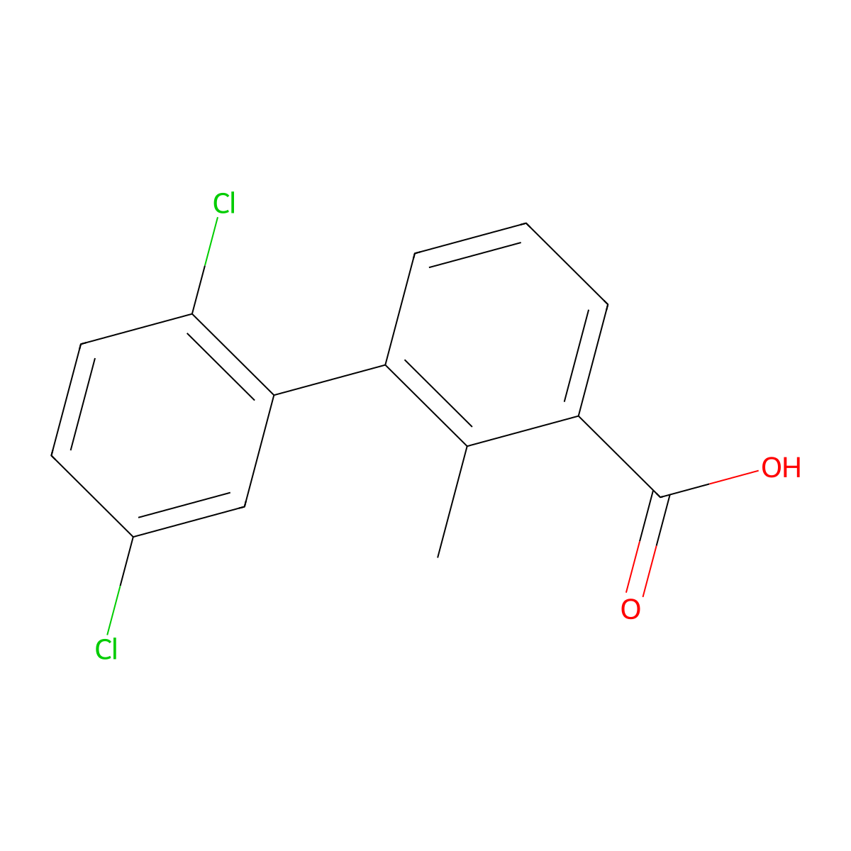 3-(2,5-Dichlorophenyl)-2-methylbenzoic acid molecular structure, CAS 1261981-30-9