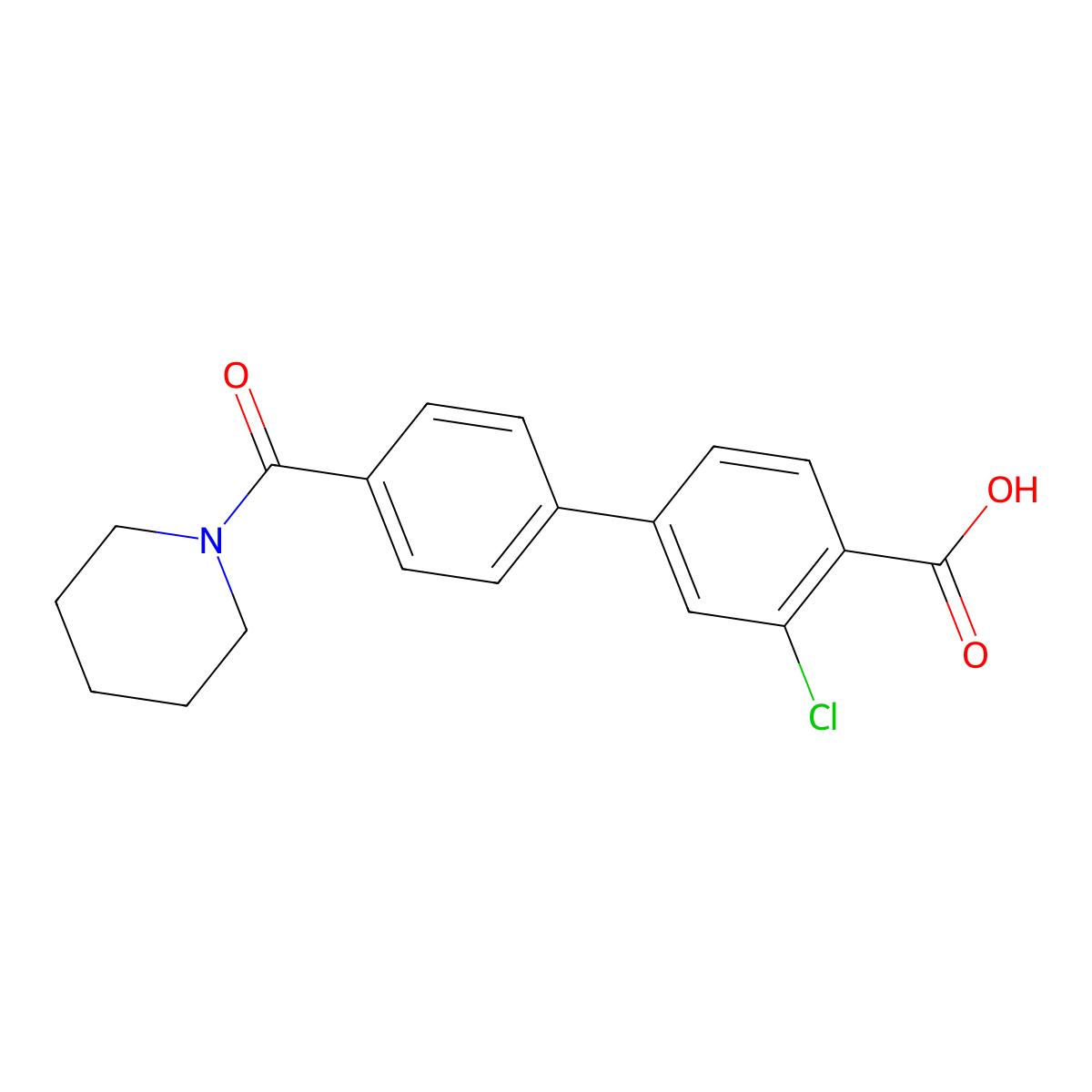 2-Chloro-4-[4-(piperidine-1-carbonyl)phenyl]benzoic acid molecular structure, CAS 1261981-60-5