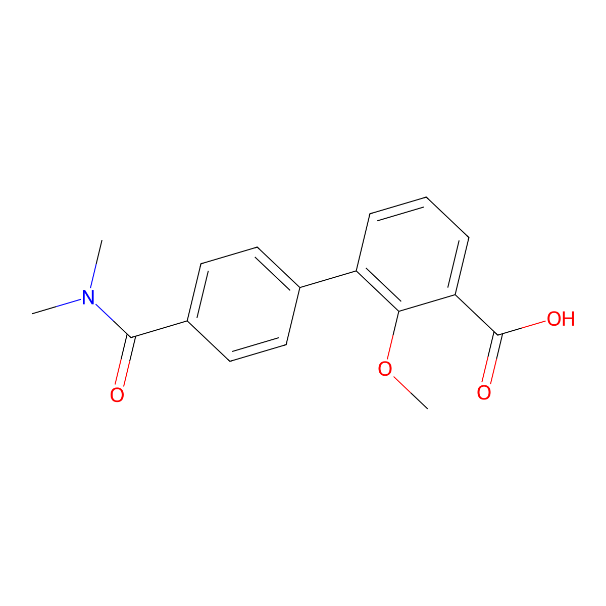 3-[4-(N,N-Dimethylaminocarbonyl)phenyl]-2-methoxybenzoic acid molecular structure, CAS 1261981-92-3