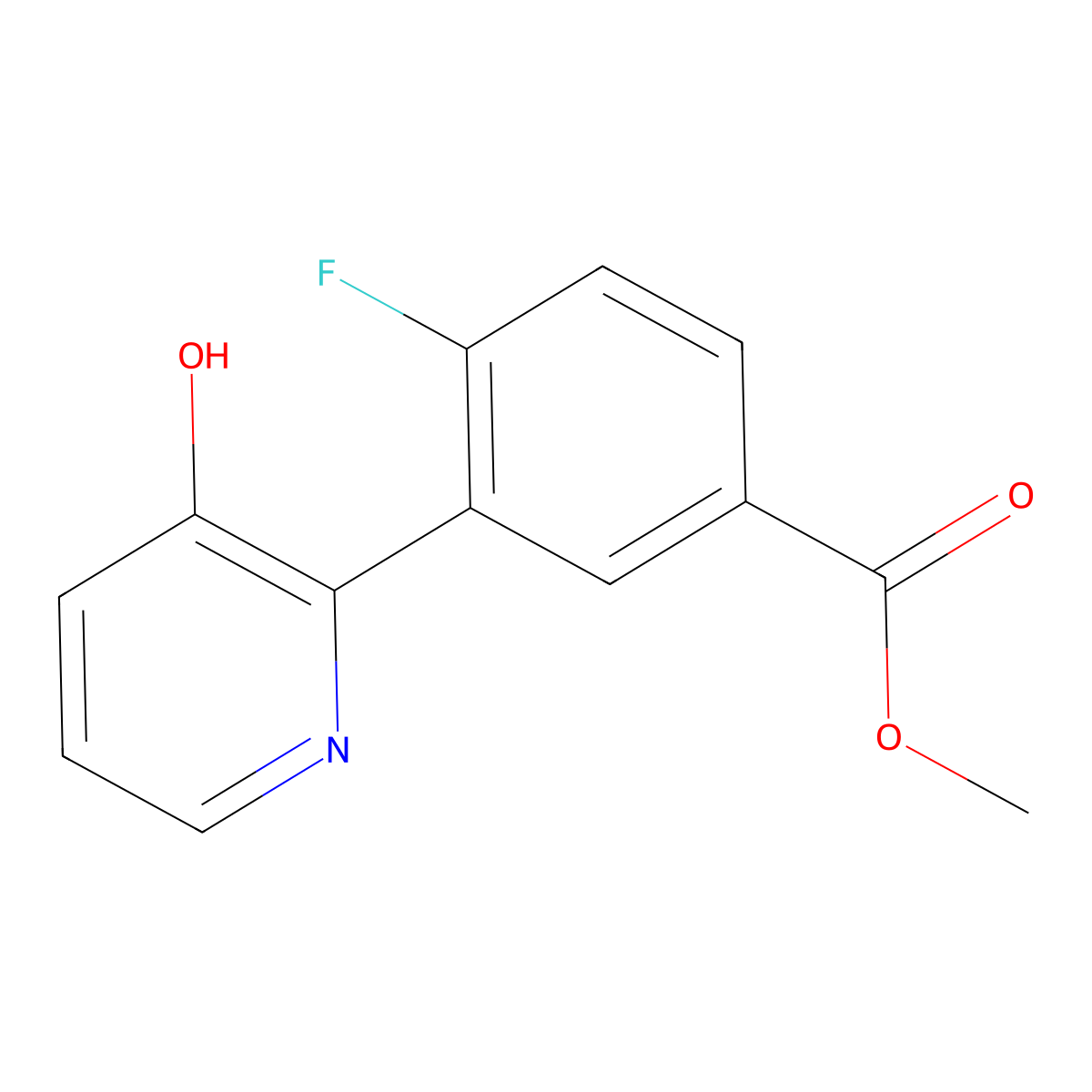 Methyl 4-fluoro-3-(3-hydroxypyridin-2-yl)benzoate molecular structure, CAS 1261981-95-6