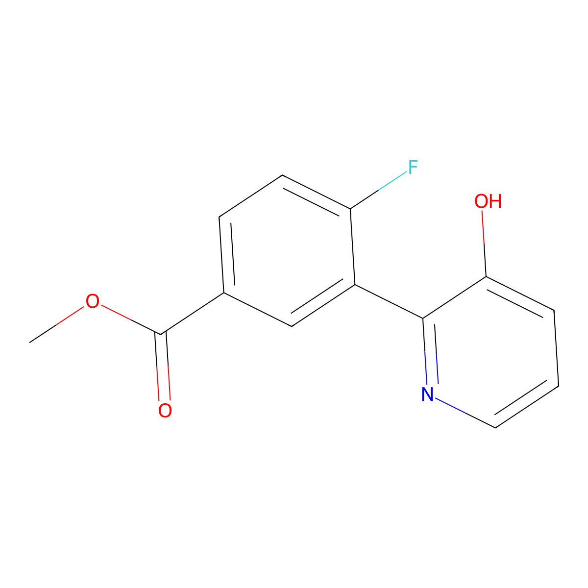 Methyl 4-fluoro-3-(3-hydroxypyridin-2-yl)benzoate molecular structure, CAS 1261981-95-6