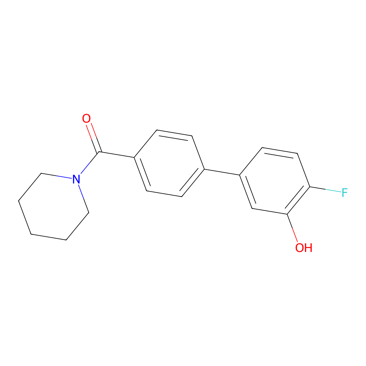 2-Fluoro-5-[4-(piperidine-1-carbonyl)phenyl]phenol molecular structure, CAS 1261982-26-6