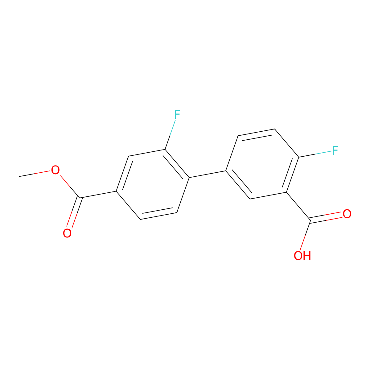 2-Fluoro-5-(2-fluoro-4-methoxycarbonylphenyl)benzoic acid molecular structure, CAS 1261982-29-9