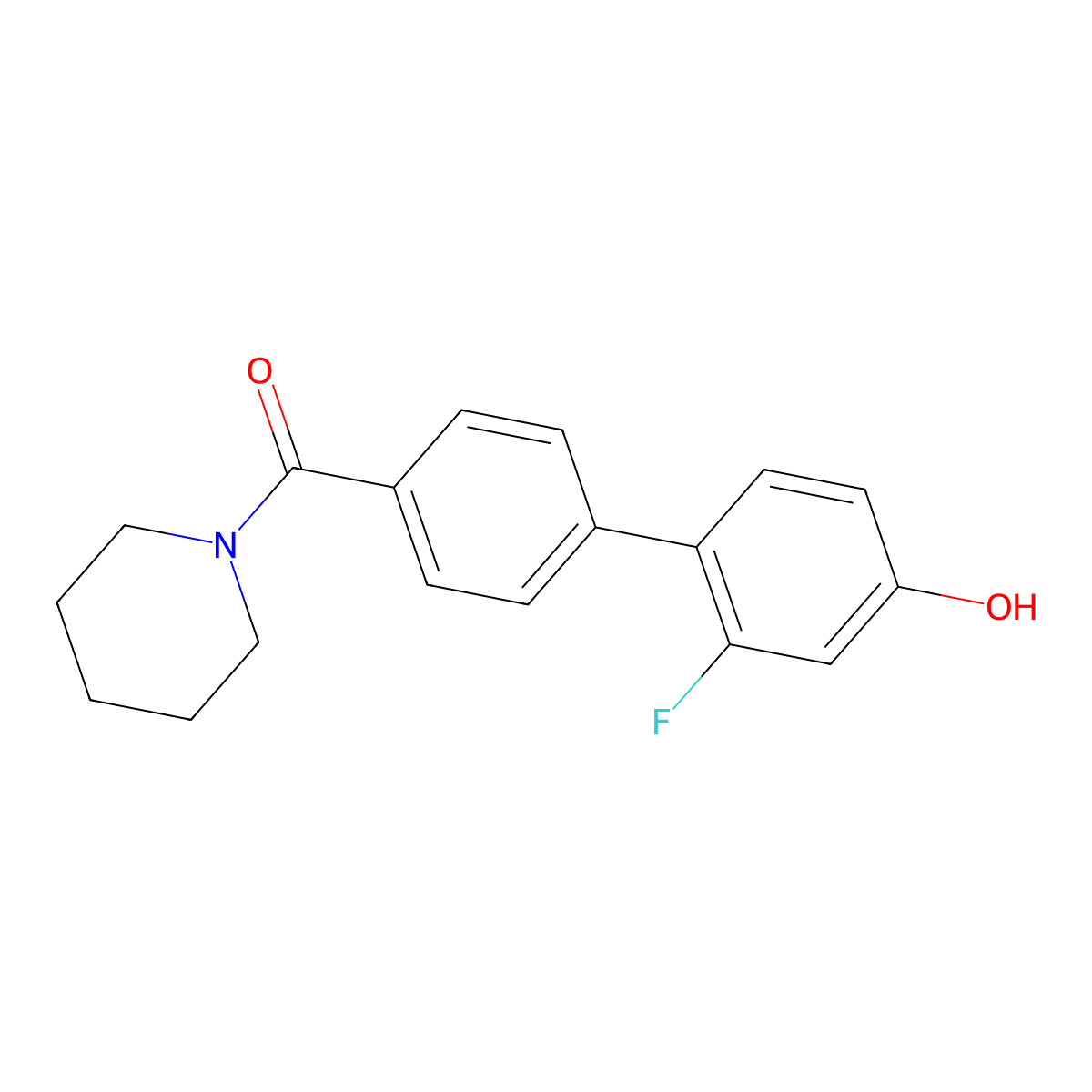 3-Fluoro-4-[4-(piperidine-1-carbonyl)phenyl]phenol molecular structure, CAS 1261982-32-4