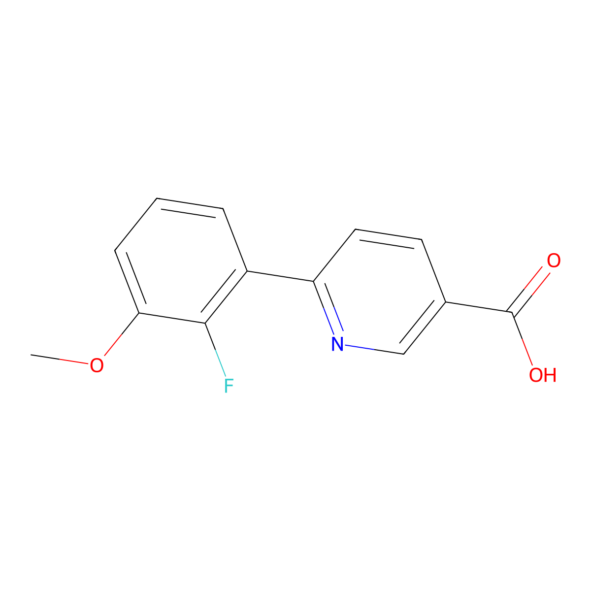 6-(2-Fluoro-3-methoxyphenyl)nicotinic acid molecular structure, CAS 1261982-33-5