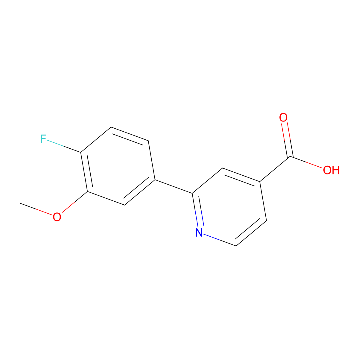 2-(4-Fluoro-3-methoxyphenyl)isonicotinic acid molecular structure, CAS 1261982-53-9