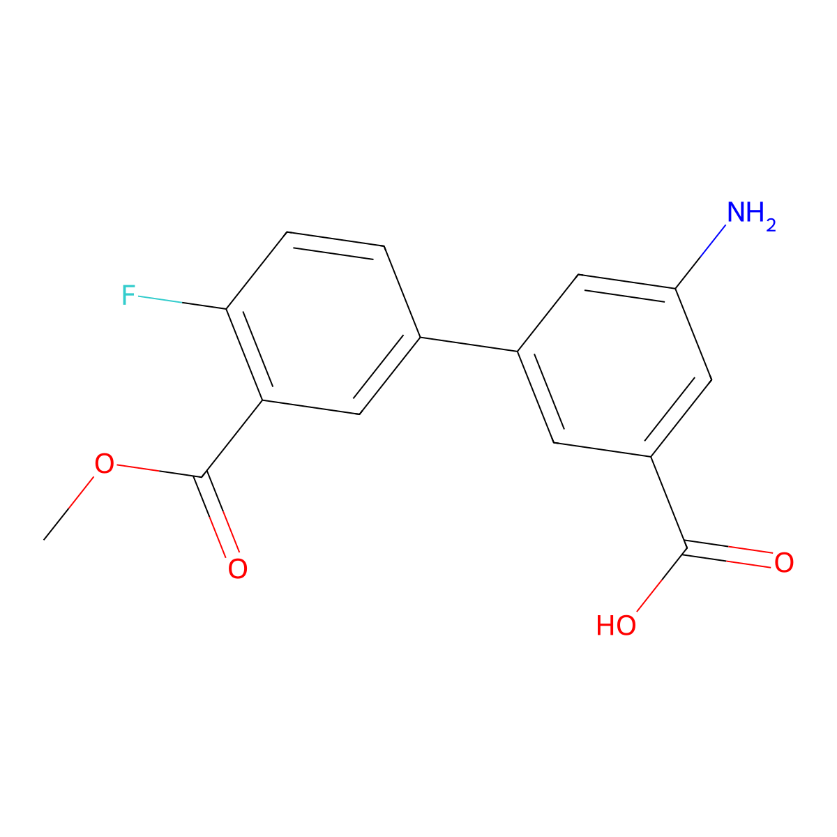 3-Amino-5-(4-fluoro-3-methoxycarbonylphenyl)benzoic acid molecular structure, CAS 1261982-77-7