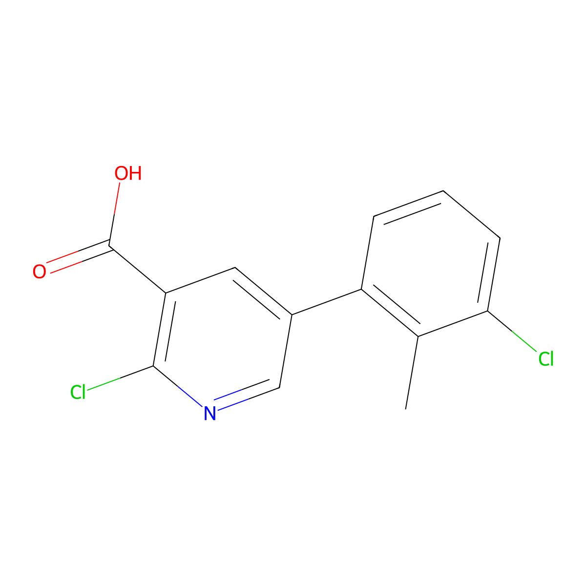 2-Chloro-5-(3-chloro-2-methylphenyl)nicotinic acid molecular structure, CAS 1261982-78-8