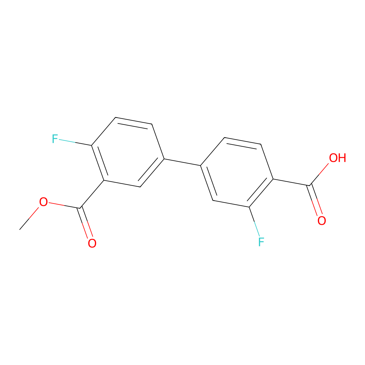 2-Fluoro-4-(4-fluoro-3-methoxycarbonylphenyl)benzoic acid molecular structure, CAS 1261982-81-3