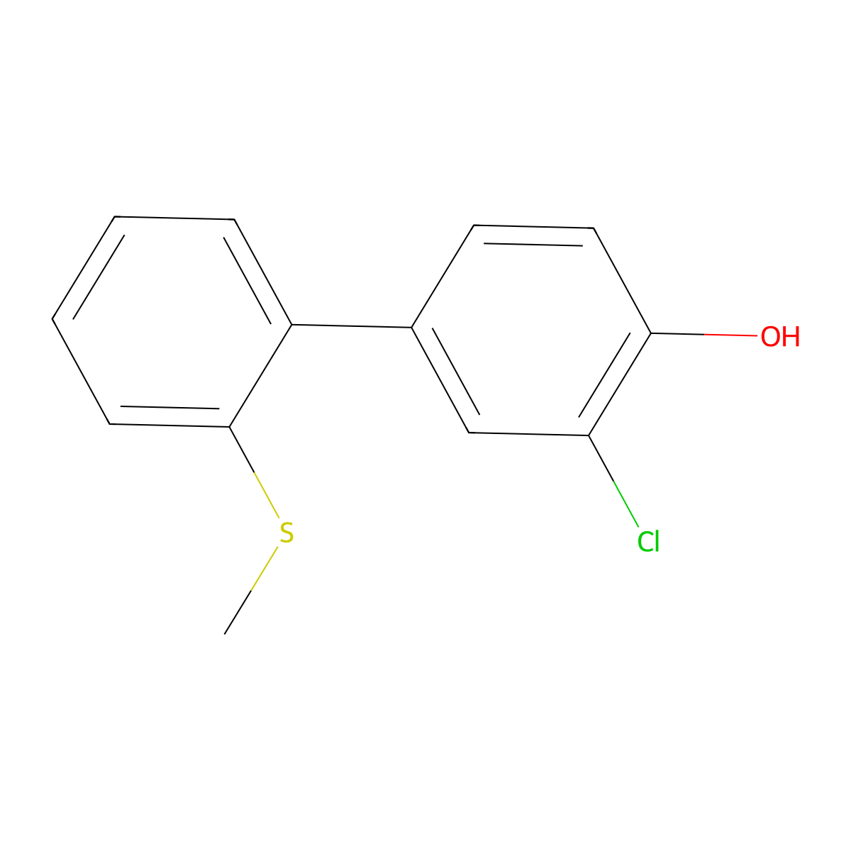 2-Chloro-4-(2-methylthiophenyl)phenol molecular structure, CAS 1261982-92-6